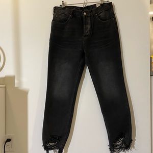 Free People Black Frayed Jeans